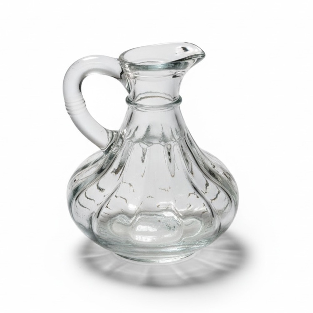 Vintage Clear Glass Cruet Oil Vinegar Bottle 5.75” Tall Farmhouse Kitchen